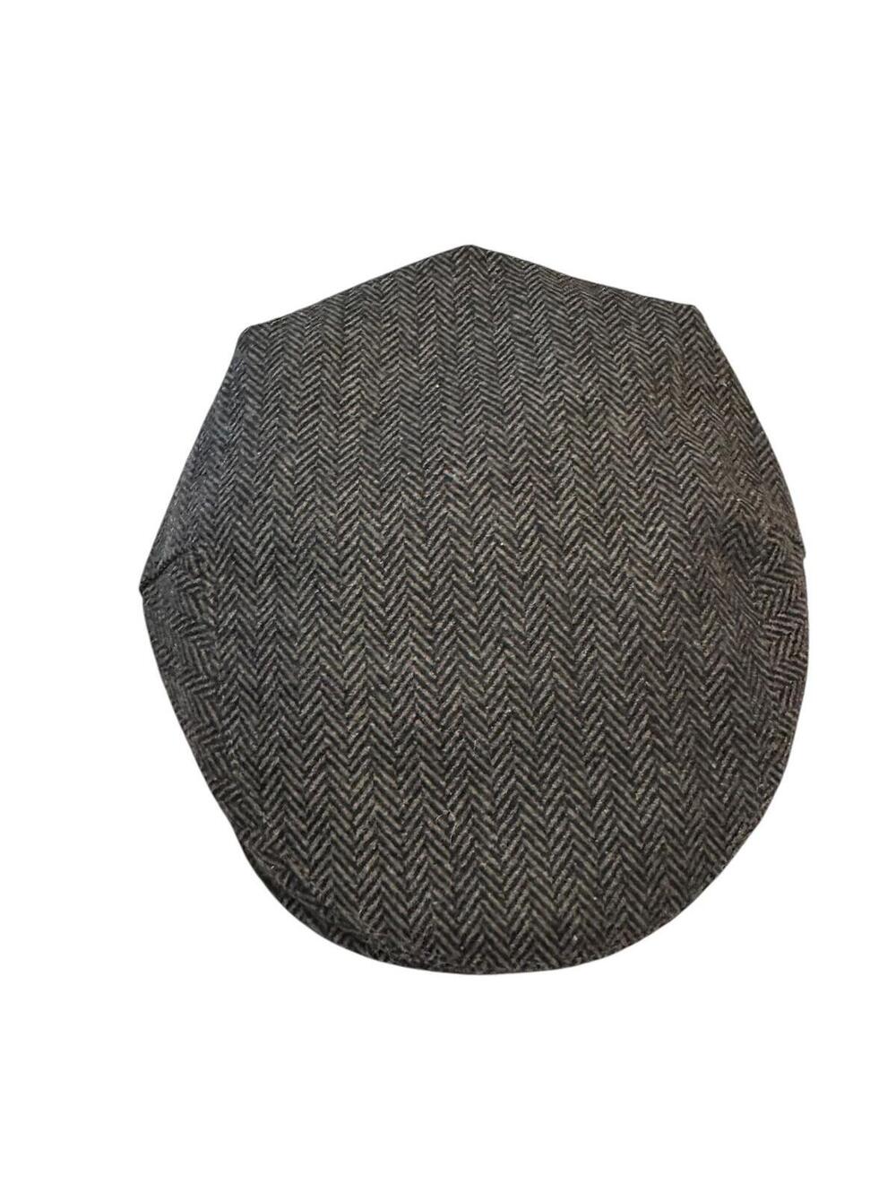 Stetson Gray Herringbone Wool Blend Newsboy Cap- Medium